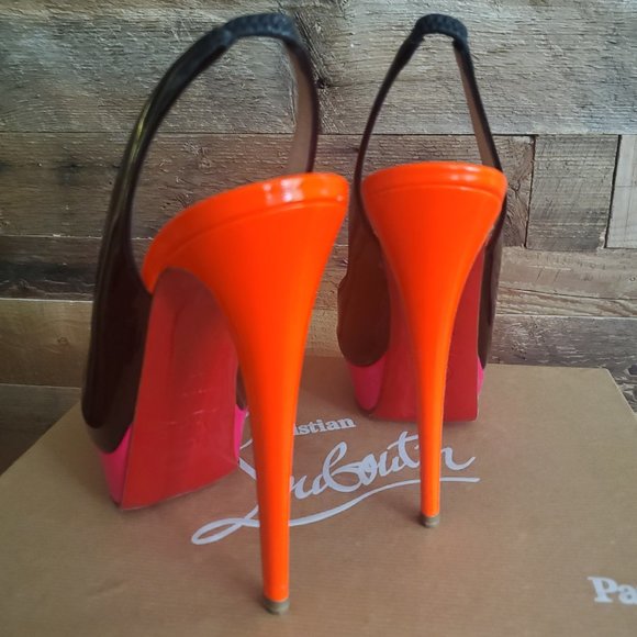 Authentic Christian Louboutin Lady Peep Sling 150 Patent Heels EU37 - Picture 4 of 8